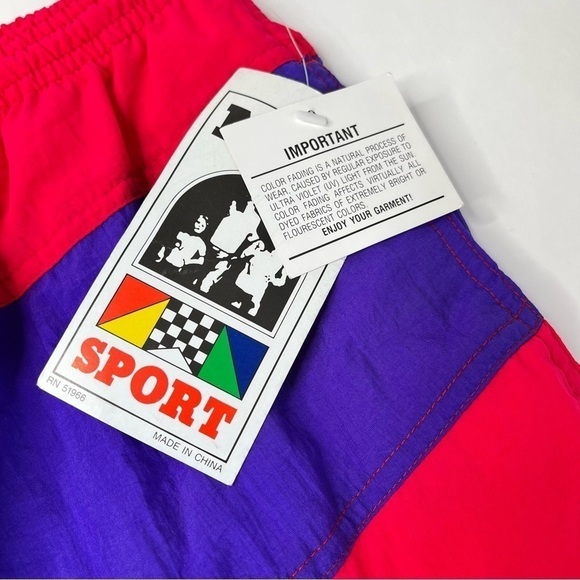 New Vintage MTO Sport Red & Purple Wide Striped Pockets Board Shorts Swim Shorts - Picture 8 of 14